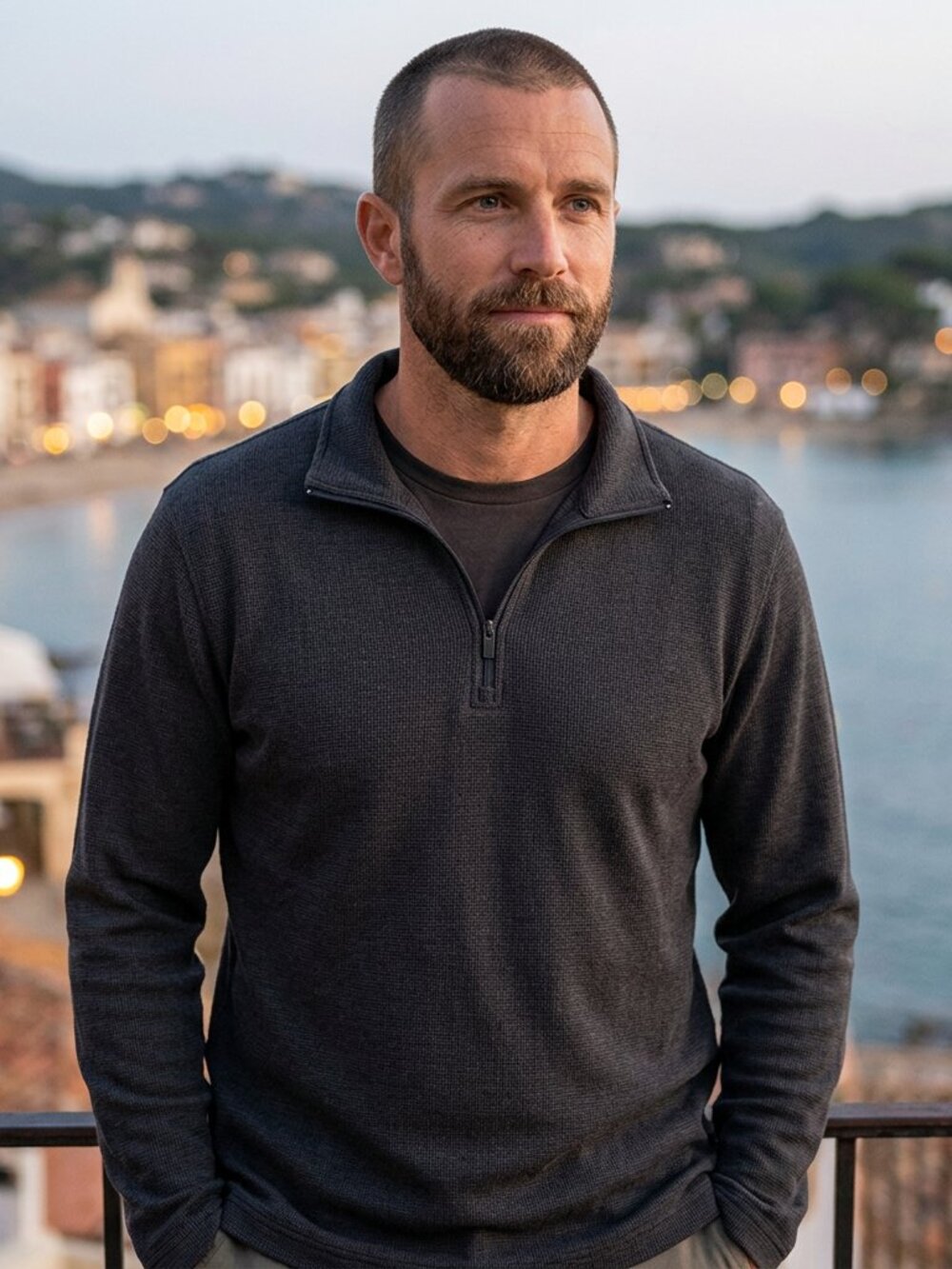 Faherty Dark Gray Long Sleeve Quarter Zip - Size XL